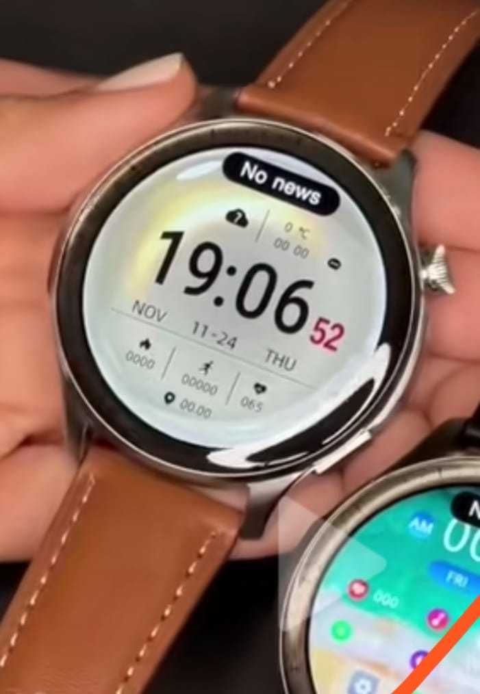 SmartWatch M13. Metalowy, srebrny mat+jasnobrązowy
