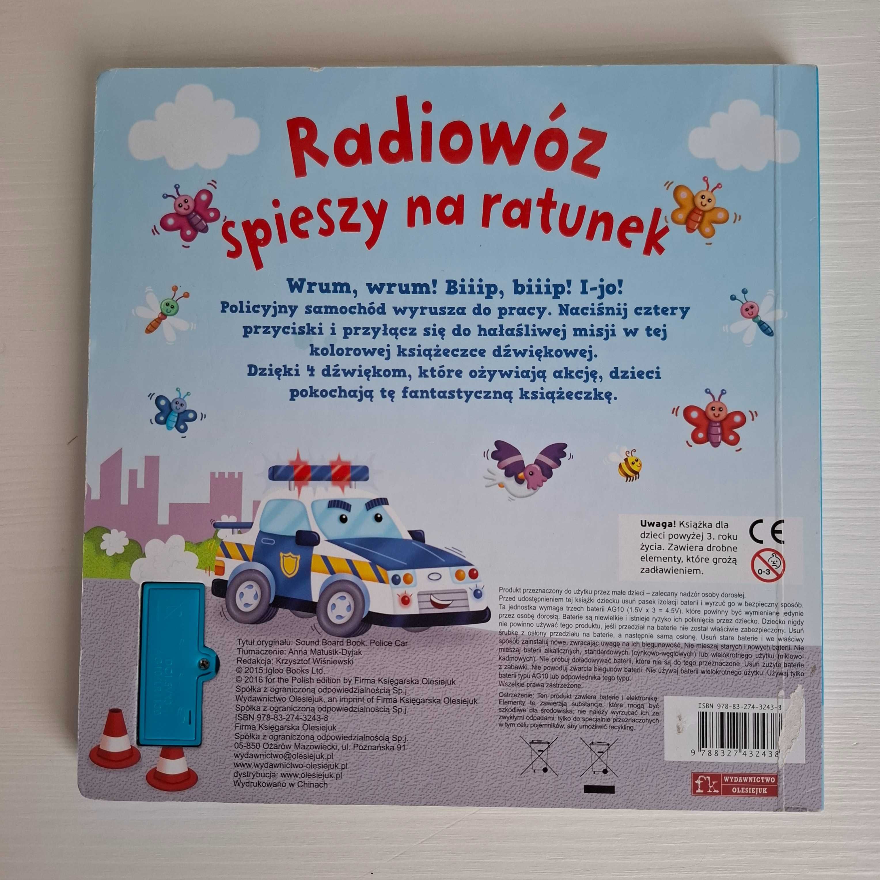 2 książeczki z dźwiękiem Radiowóz i wóz strażacki
