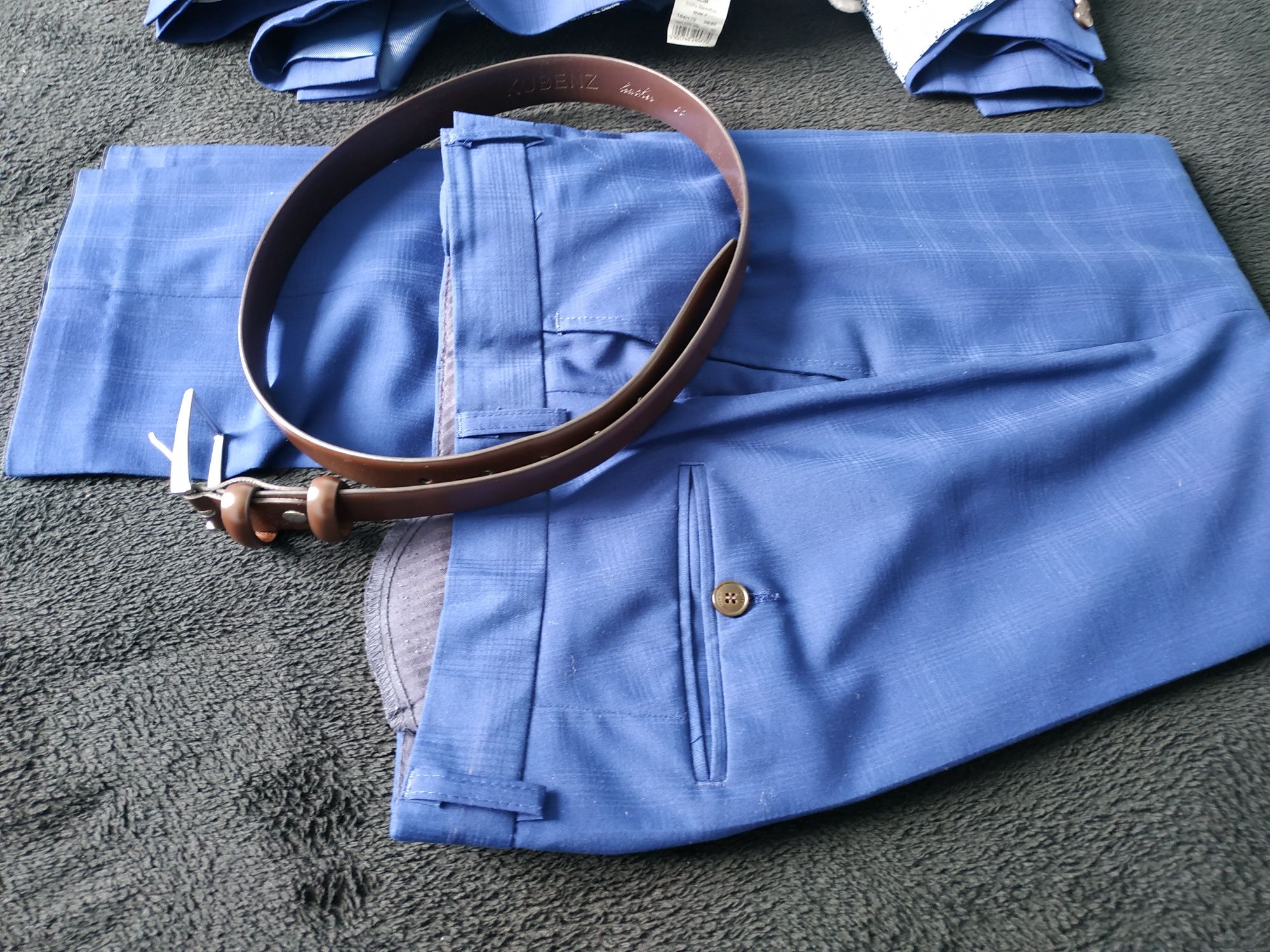 Garnitur Kubenz niebieski krata 170/50/90 slim w2 Brogy