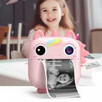 8 GB в ПОДАРУНОК! Дитячий фотоапарат рожевий Єдиноріг з друком