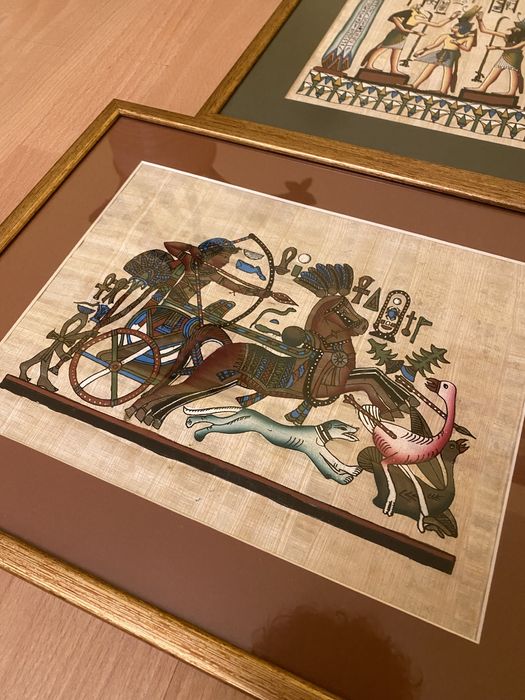 Zestaw 4 papirusow w ramce za szkłem