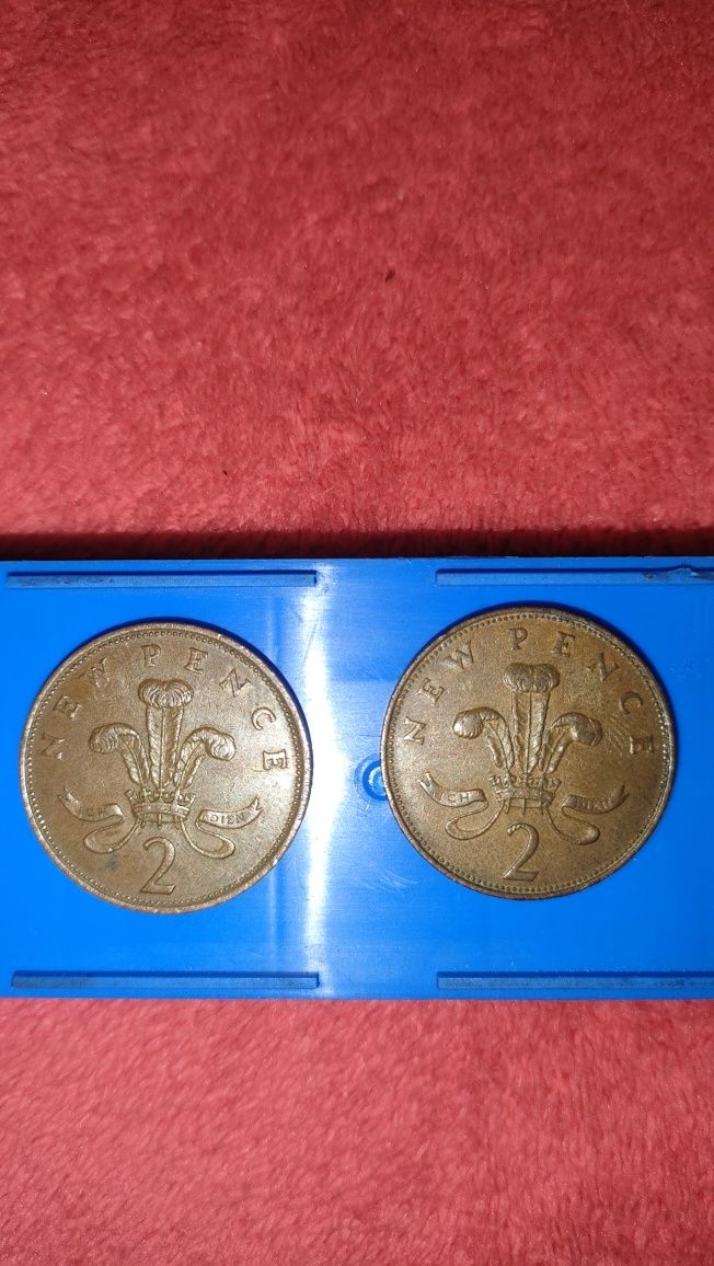 2 New pence , One Pound zestaw starych monet