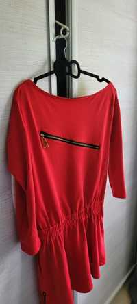 Czerwona sukienka tunika bawełniana