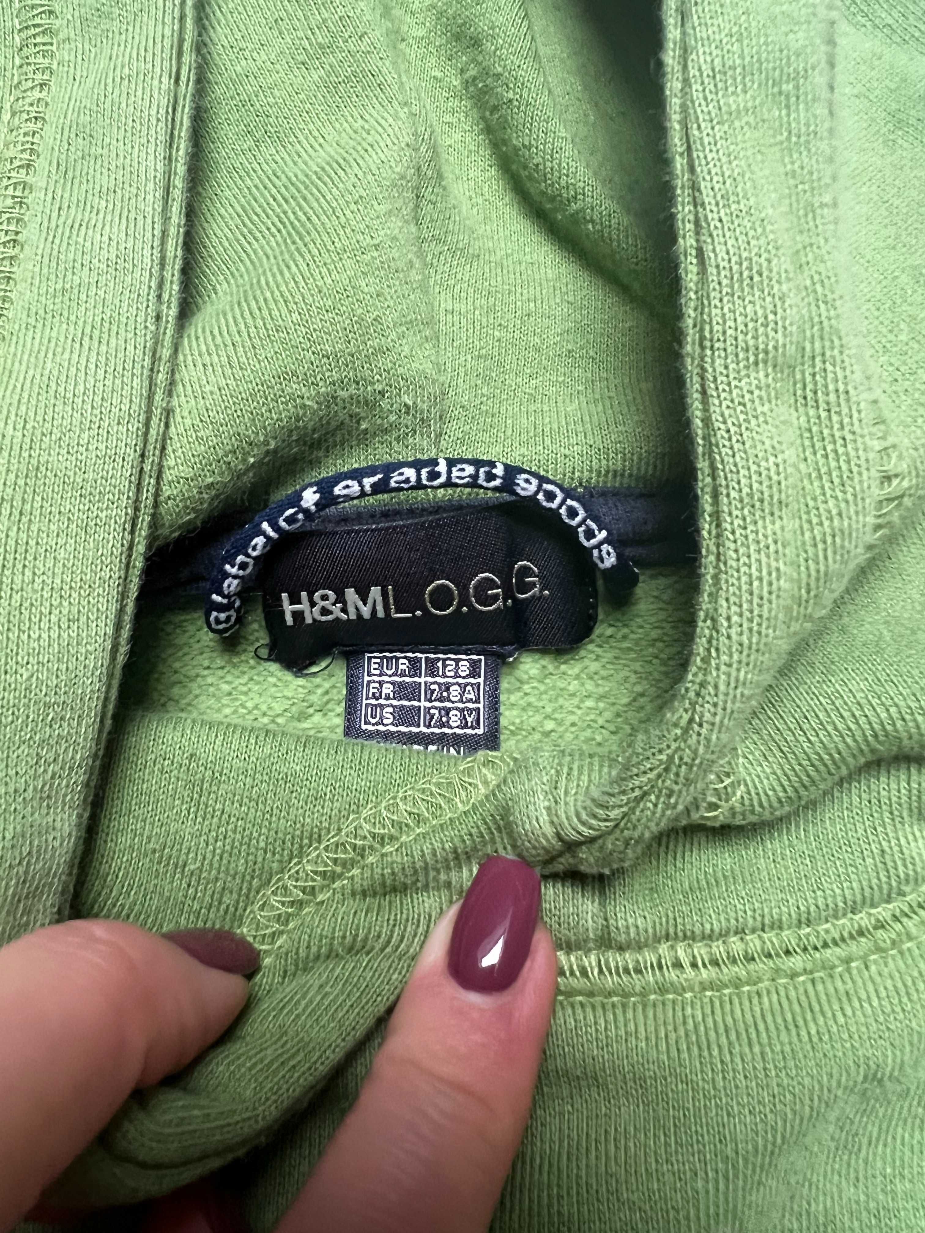 H&M 128 zielona bluza kaptur