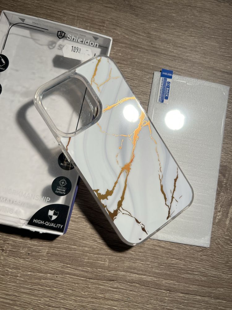 Etui PREMIUM iPhone 13 Pro Marble + szkło hartowane