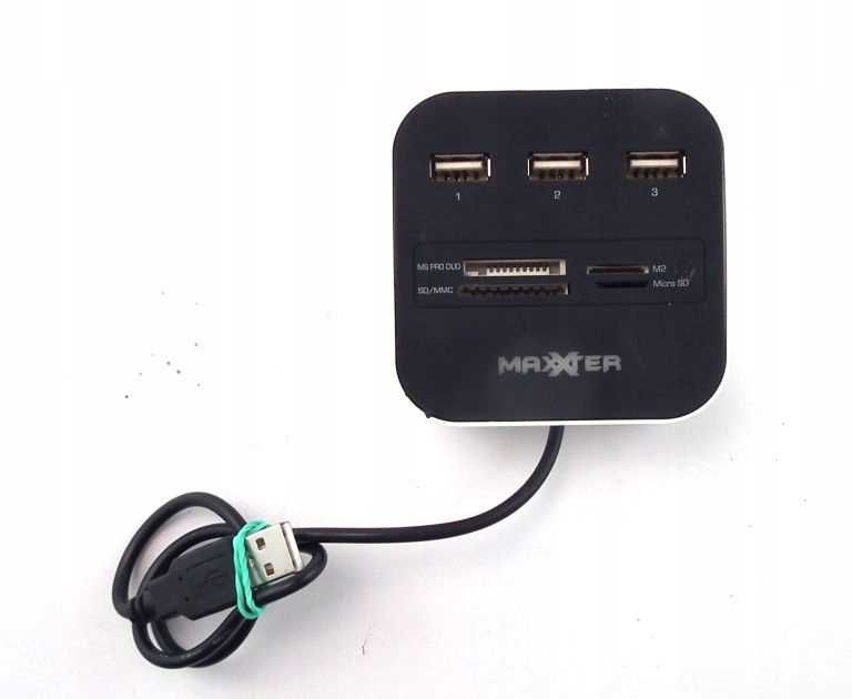 Адаптер Maxxter USB-хаб ACT-HUB2CR-01 переходник - флешки карты памяти