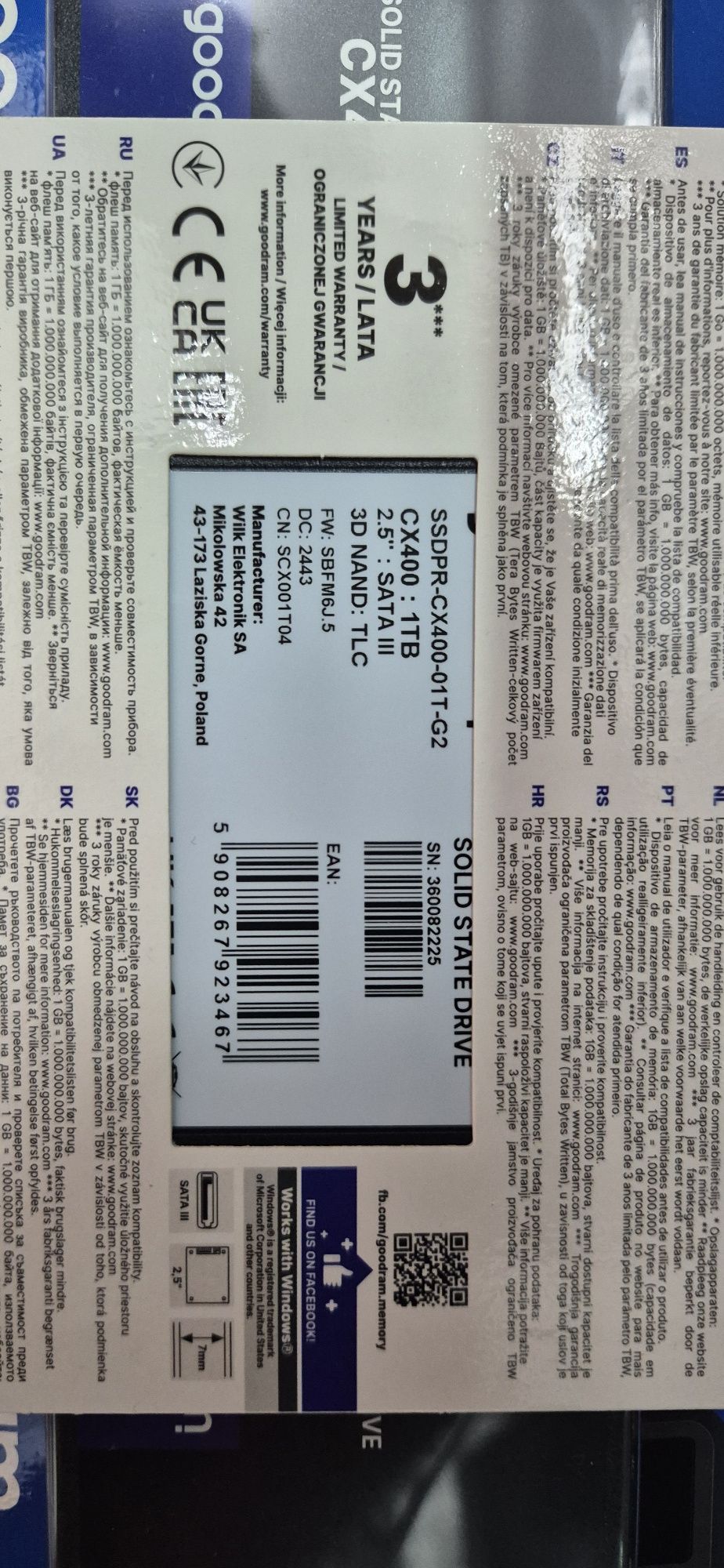 SSD накопитель 1 ТB GOODRAM CX400 Gen.2 (SSDPR-CX400-01T-G2)