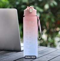 Bidon butelka motywacyjna 750ml Hydrate Heros różowa