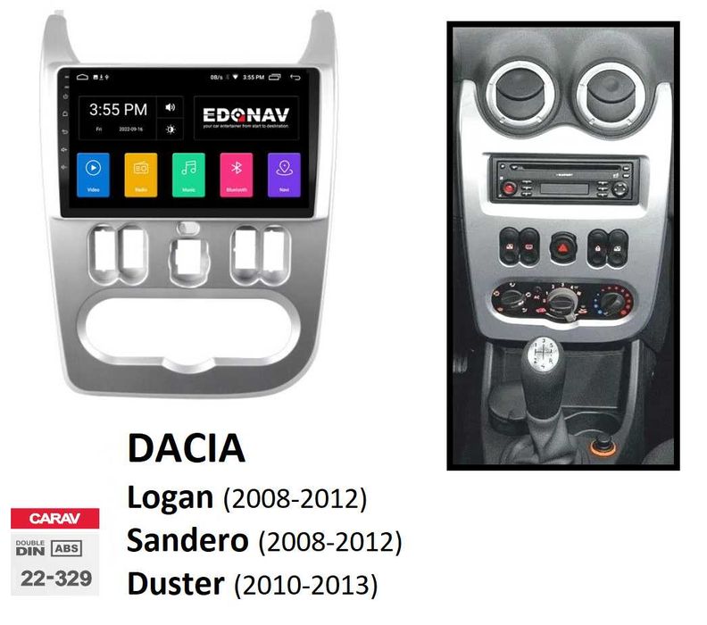 Rádio 2DIN 9"• Dacia LOGAN • SANDERO • DUSTER (2008 a 2012) • Android