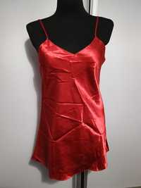 Sukienka piżama czerwona czerwień koszula nocna 36 S