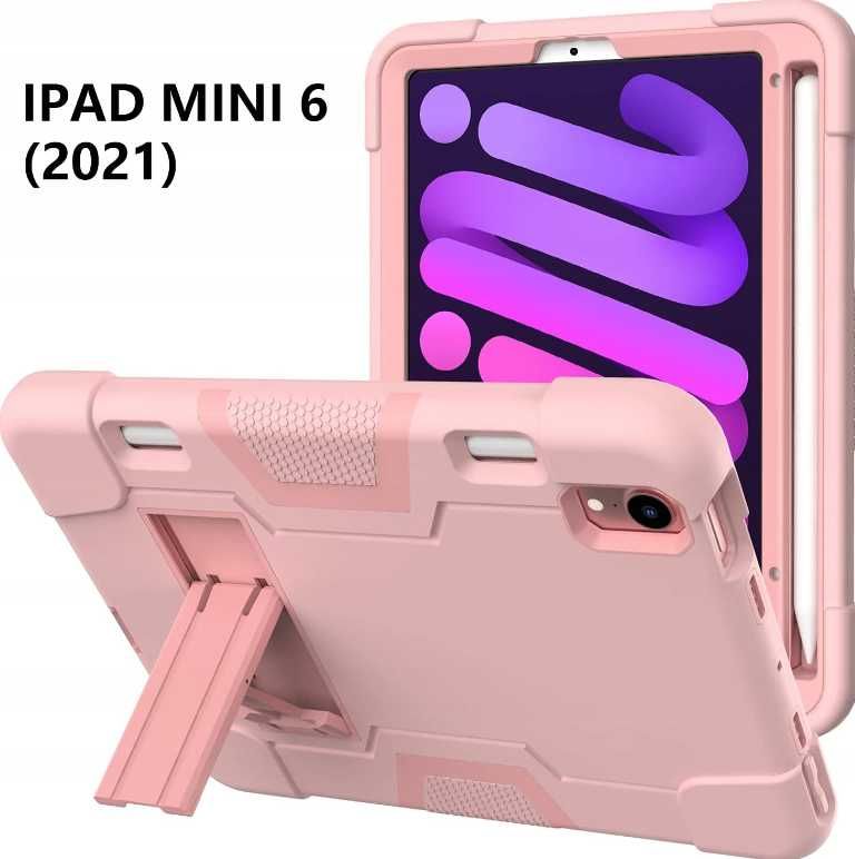 Etui na Tablet iPad Mini 6 8.3" Pancerny ze Stojakiem Ochronny różowy