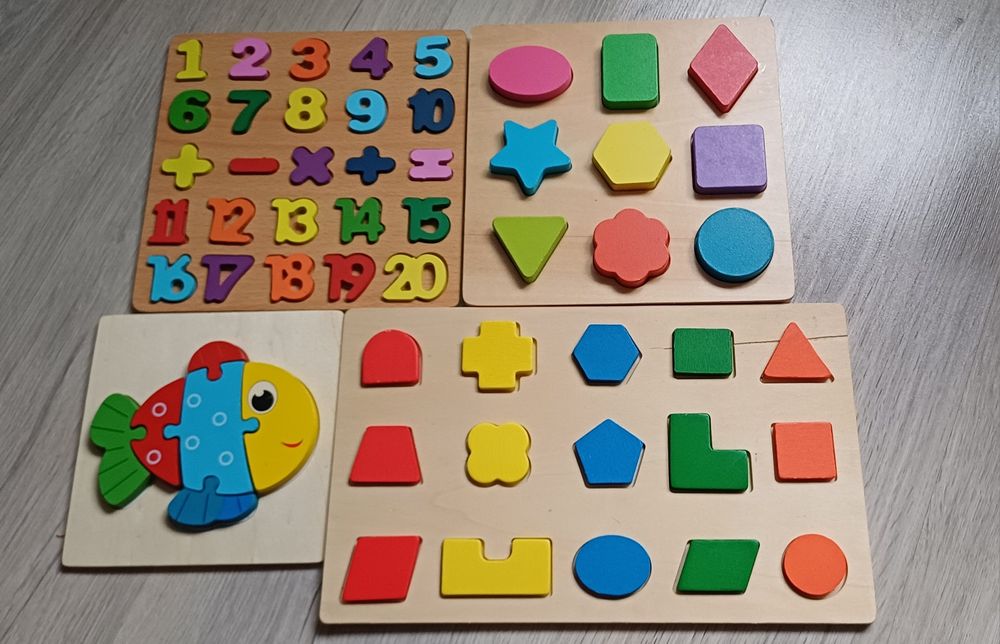 Zestaw układanki drewniane cyferki, kształty