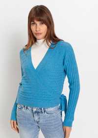 B.P.C niebieski krótki kopertowy sweter ^48/50
