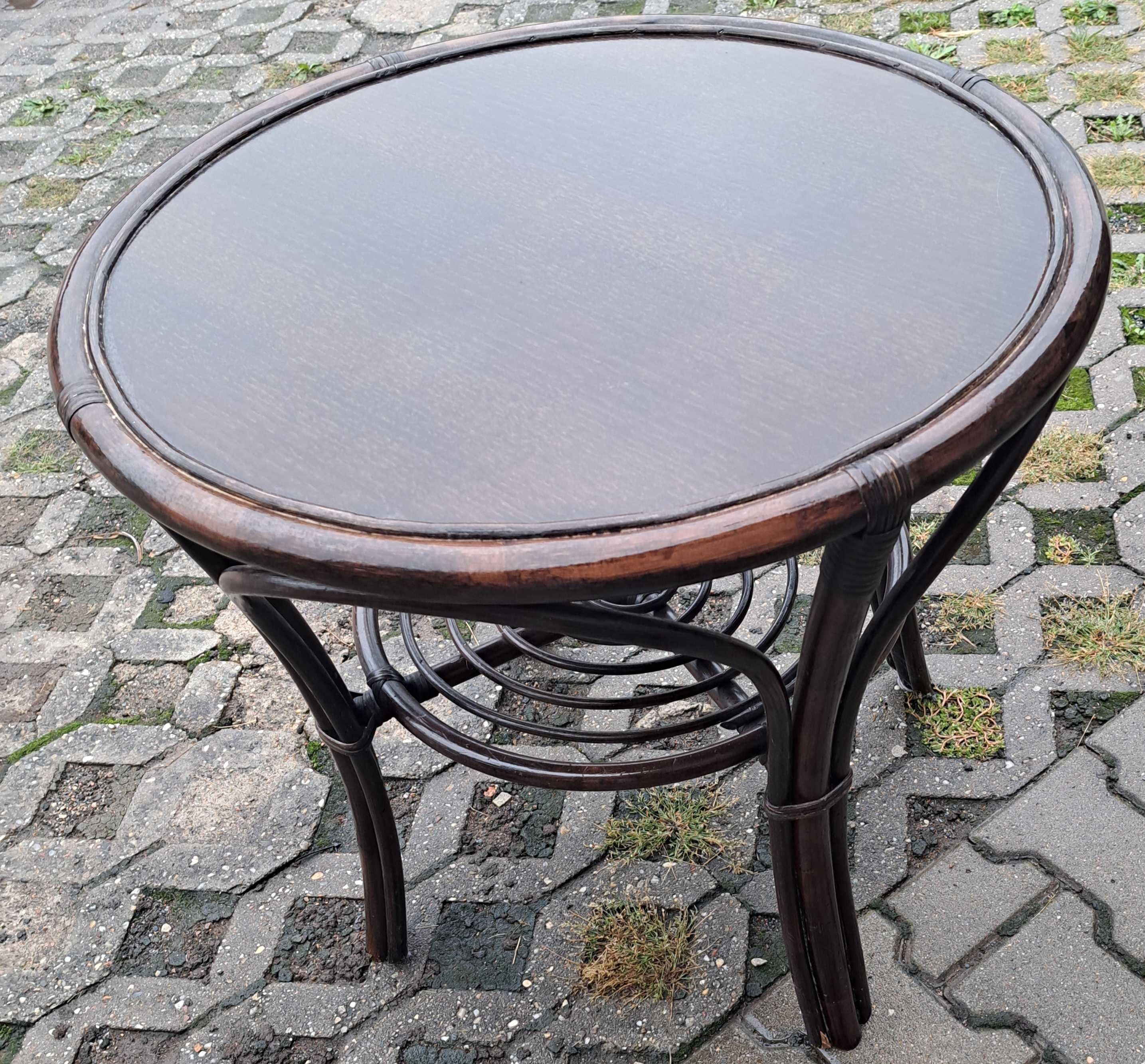 Stół rattanowy, rattan, brązowy