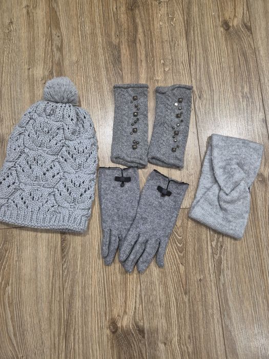 Mohito, Promod, House zestaw zimowy czapka, opaska, rękawiczki bez pal