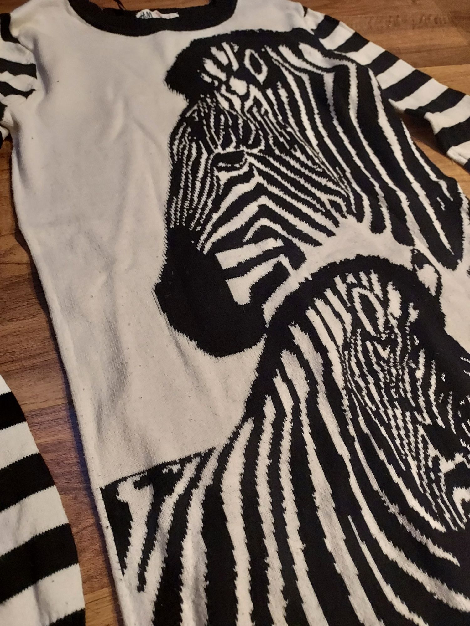 Sukienka tunika sweter swterek zebra hm do szkoły