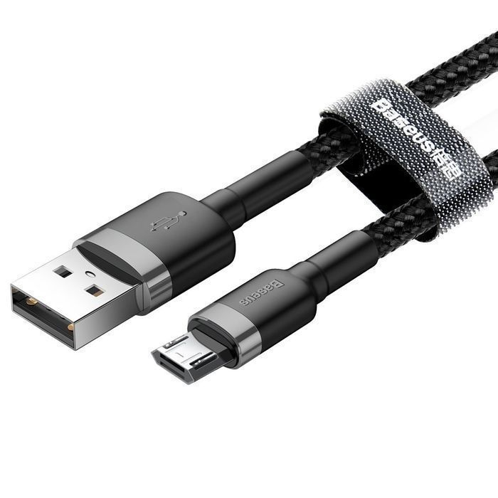 Baseus Kabel Nylonowy USB / micro USB 2A 3M Czarno-Szary