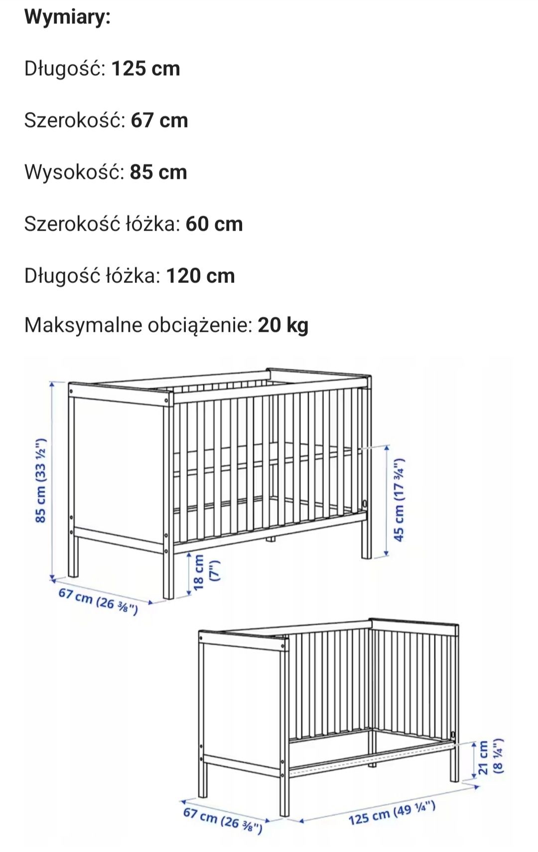 Ikea.Zestaw łóżeczko, komoda z przewijakiem.mocne,solidne ..
