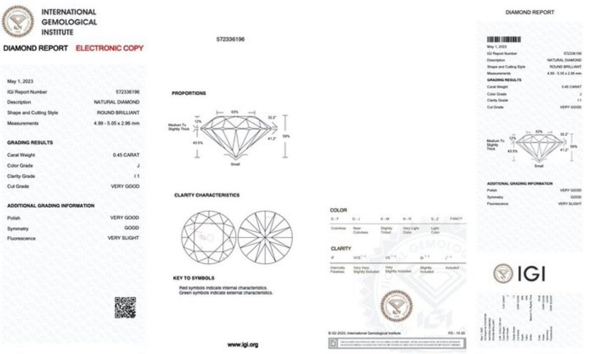 Diamante 0,45 ct - J - I1