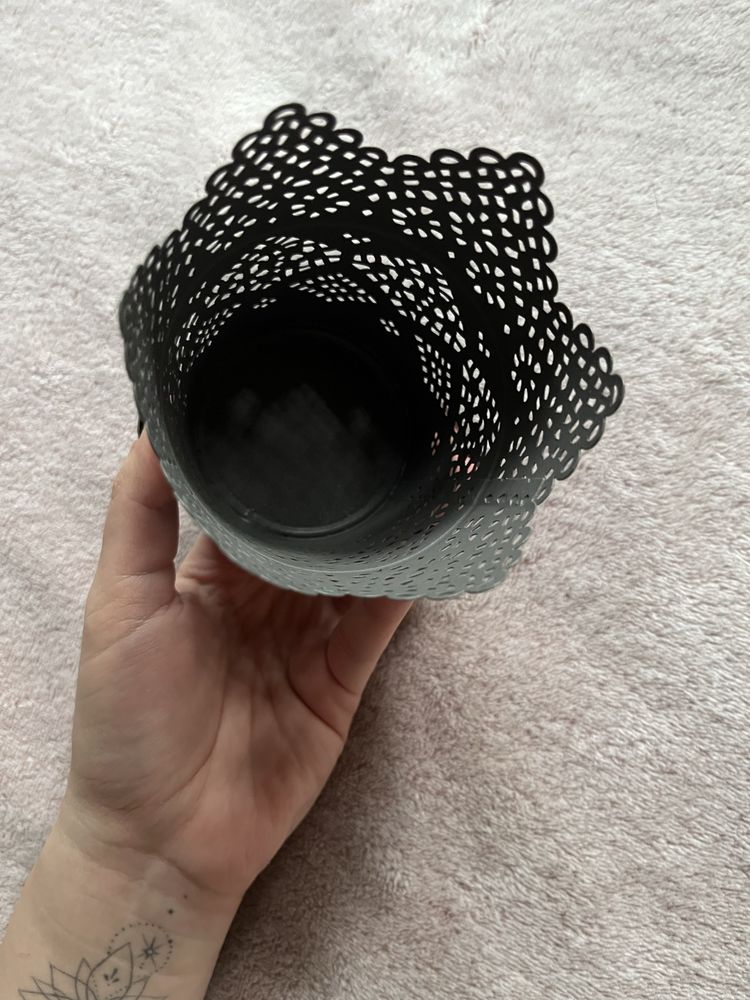 Szary świecznik pojemnik Ikea Skurar 11 cm