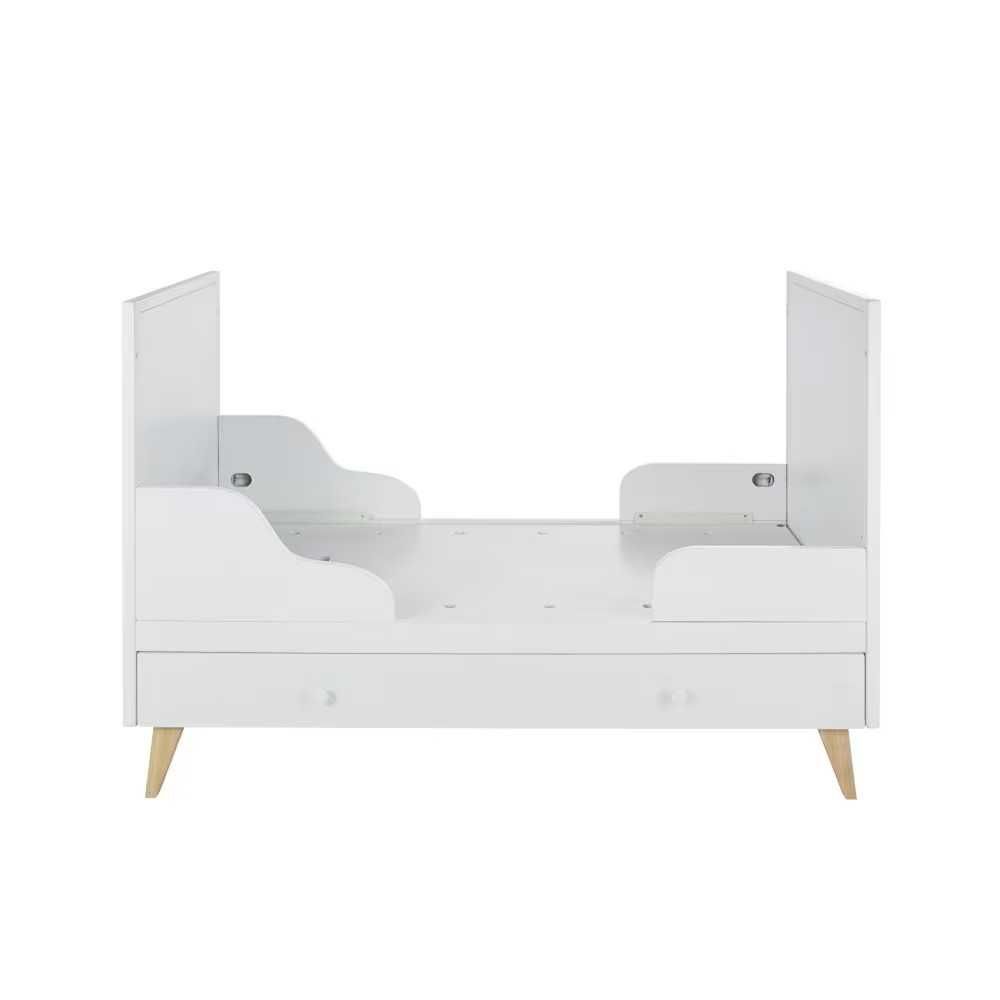 Lila - Berço evolutivo com grade de pinho e faia branco mate