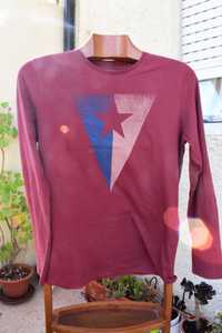 T-Shirt manga comprida Bordeaux com estampa