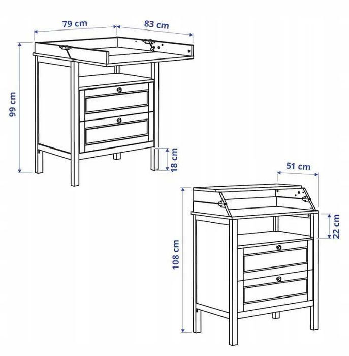 Przewijak Ikea Sundvik przewijak biały drewniany