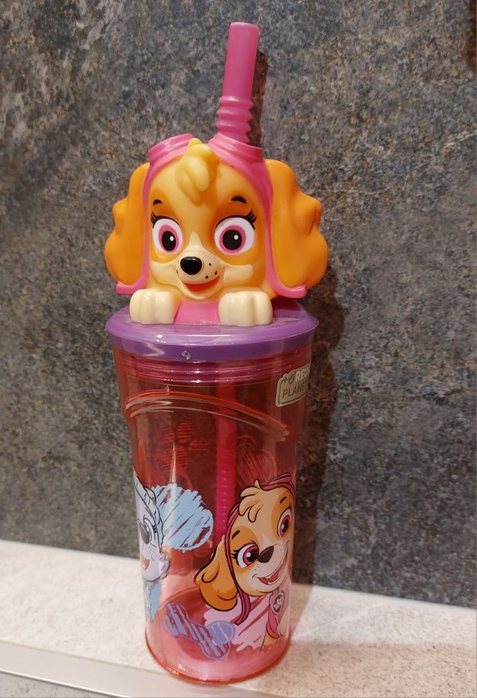 Psi Patrol Skay kubek z rurką 350 ml, nowy, plastikowy, na p