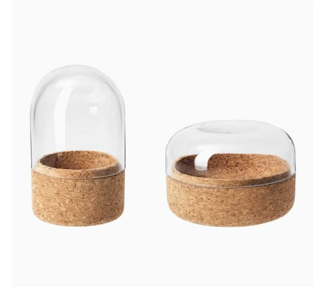 Conjunto 2 caixas cortiça e vidro IKEA Sammanhang