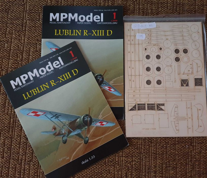 Modele kartonowe Mpmodel Lublin R XIII D (2 sztuki) z wręgami (1 szt.)