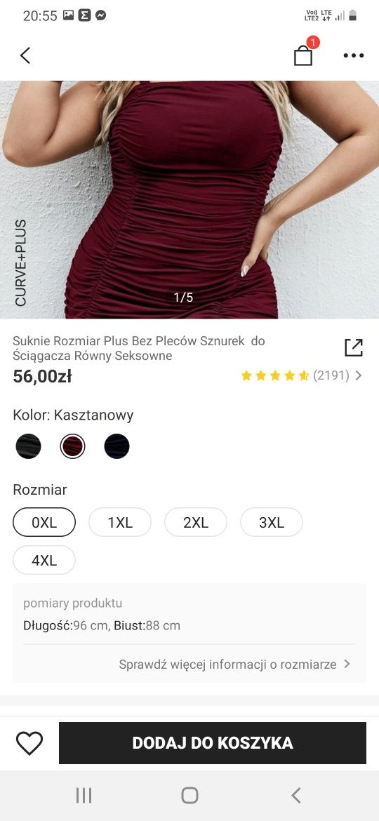 Sukienka shein rozmiar 0XL
