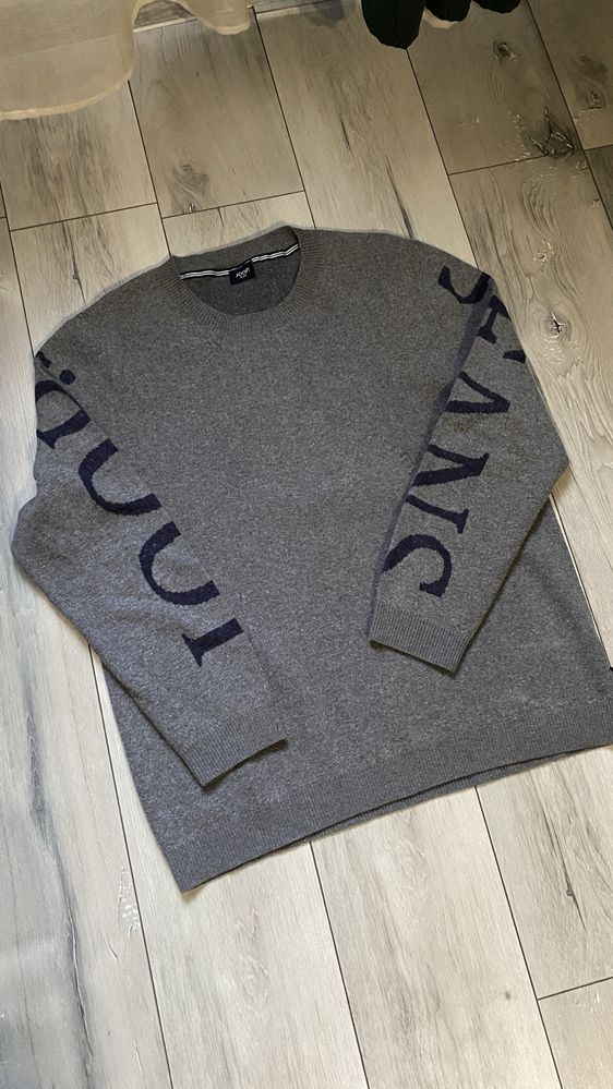 Sweterek JOOP! jeans damski XXL szary wełna/wiskoza/bawełna logowany