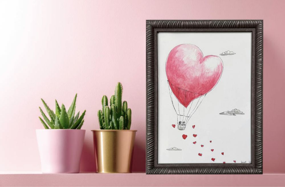 Ilustracja, obrazek, prezent, miłość