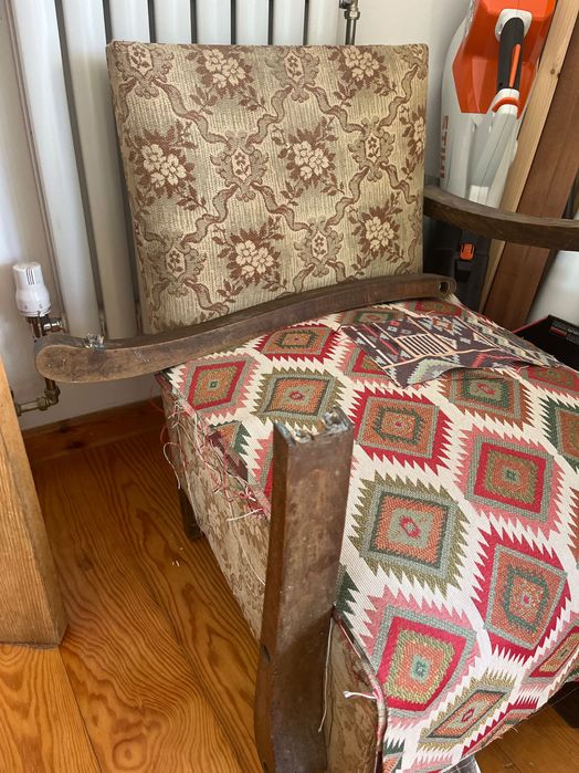 2 wooden antique chairs - 1 needs work