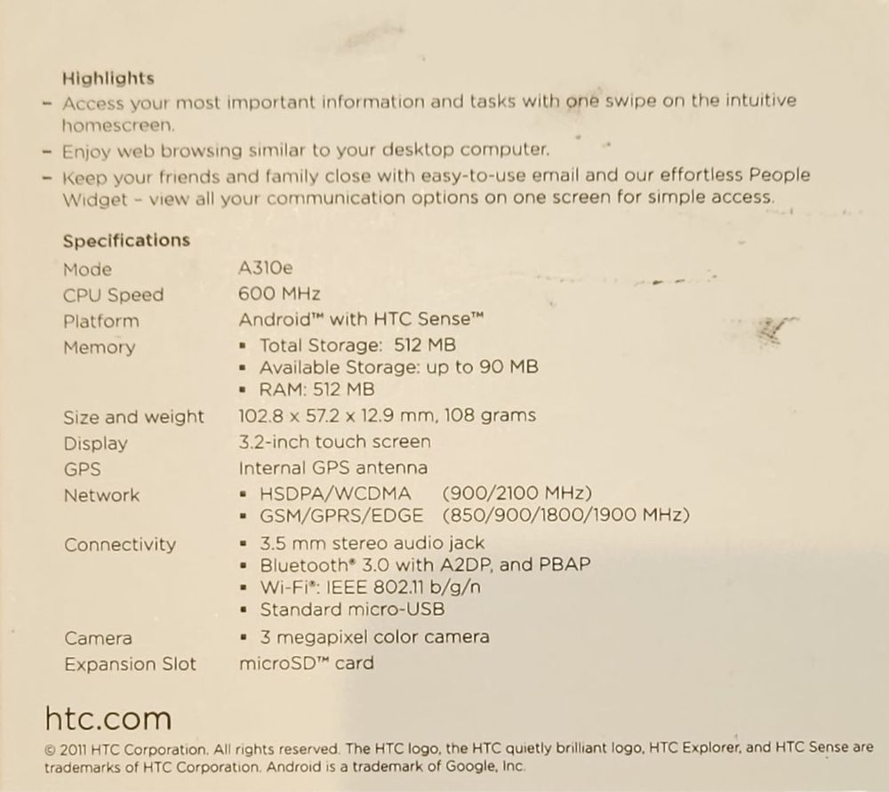 HTC Explorer A310e