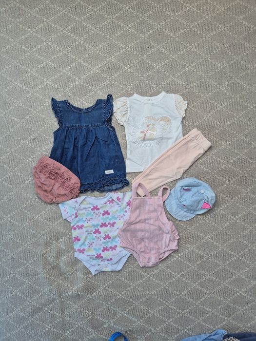 Letni zestaw ubranek dla dziewczynki 56/62 7szt