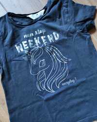 H&M czarny t-shirt koszulka jednorożec unicorn weekend basic bluzka