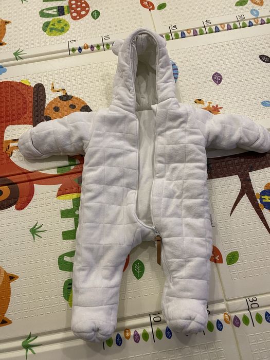 Демисезонный комбинезон 62-68 рост, белый, теплый от 0 до +13