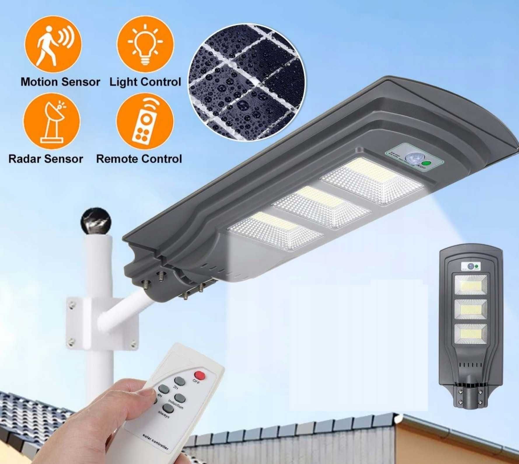 Lampa uliczna LED latarnia solarna 200W + PILOT