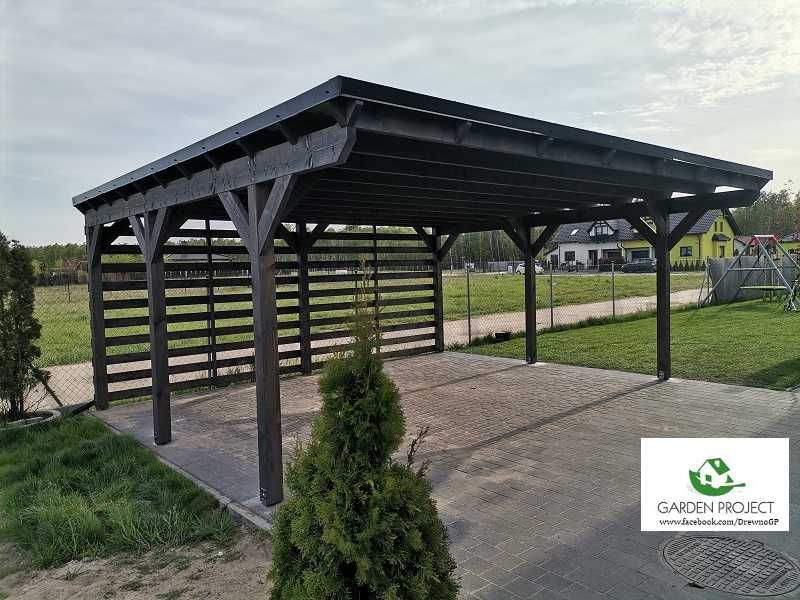 wiata samochodowa carport2 płaski dach ażur montaż