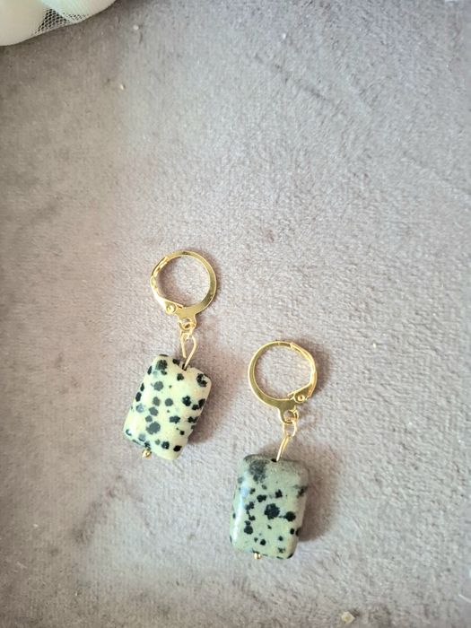 Kolczyki handmade z naturalnych kamieni jaspis dalmatyński