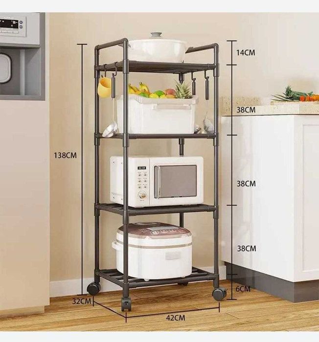 Кухонний стелаж Поверхівка для кухні полка 4 яруса .