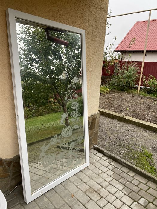 Велике дзеркало-перегородка + алюмінієва труба для шторки