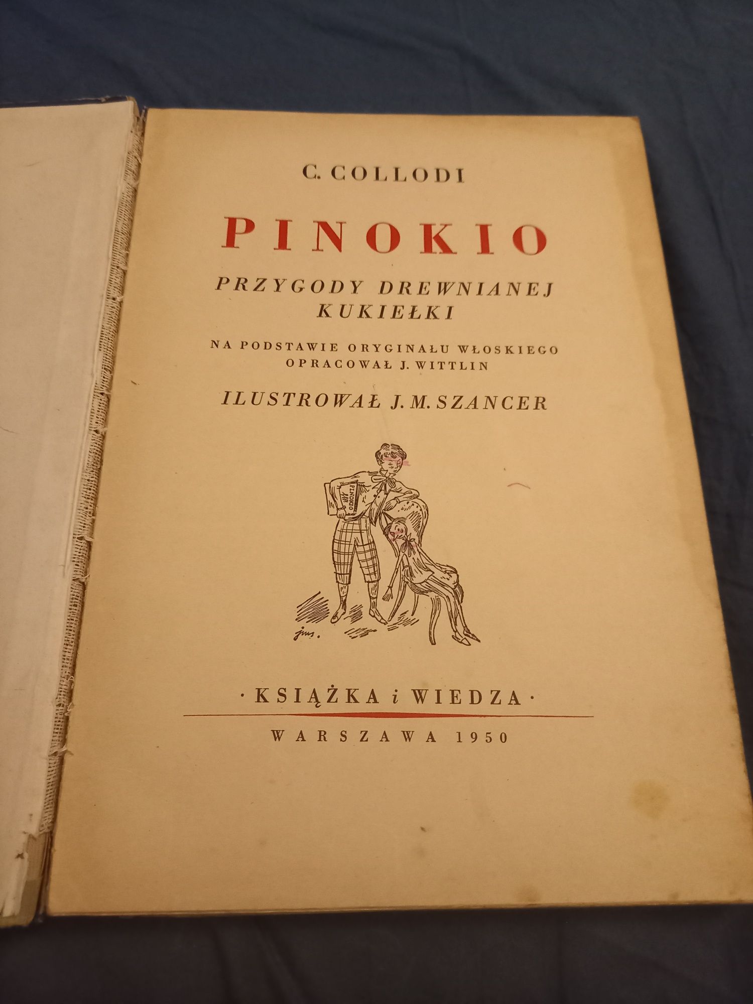 Książka pinokio z 1951 roku