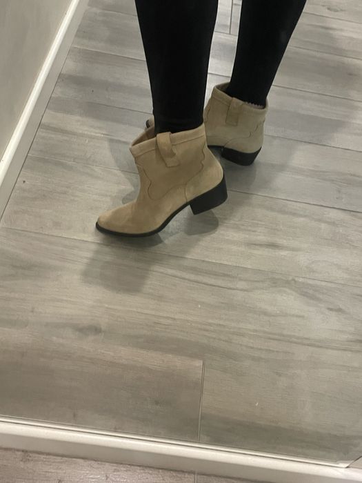 Шкіряні козаки ботильйони сапоги чоботи черевики ZARA