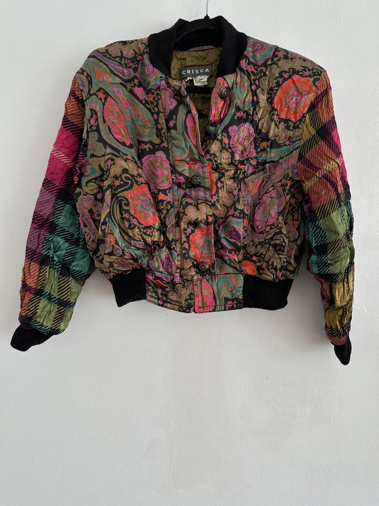 Crisca Bomber bomberka vintage wielobarwna poduszki oversize