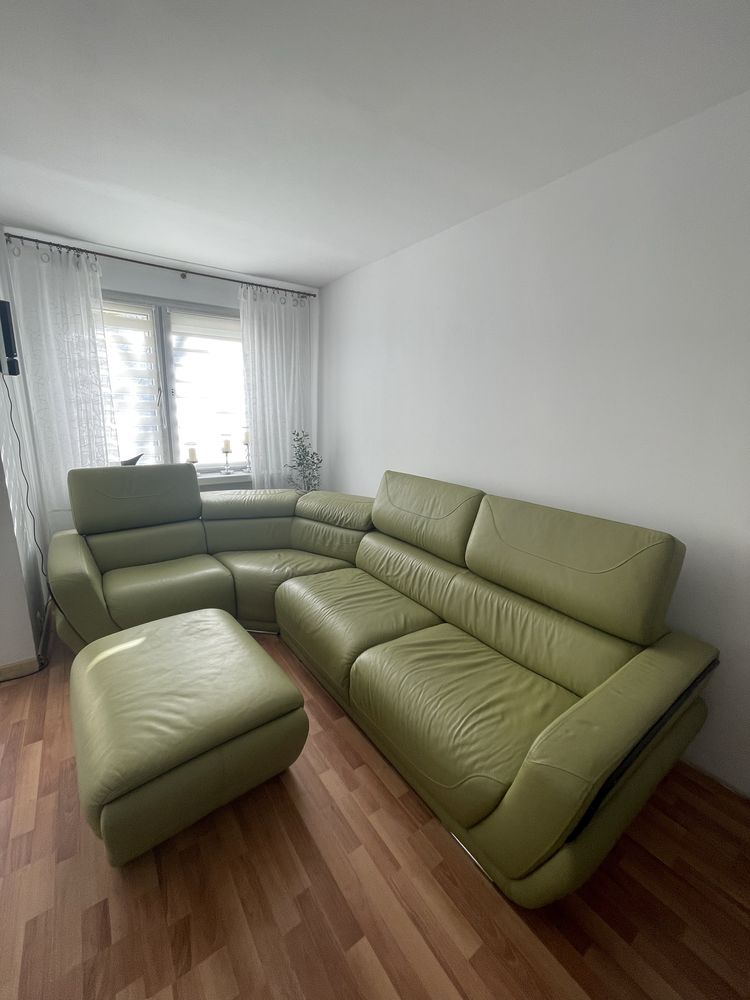 Narożnik i pufa Atalntis w kolorze pistachio