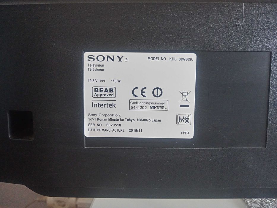 TV SONY Bracia KDL - 50W809C Uszkodzony