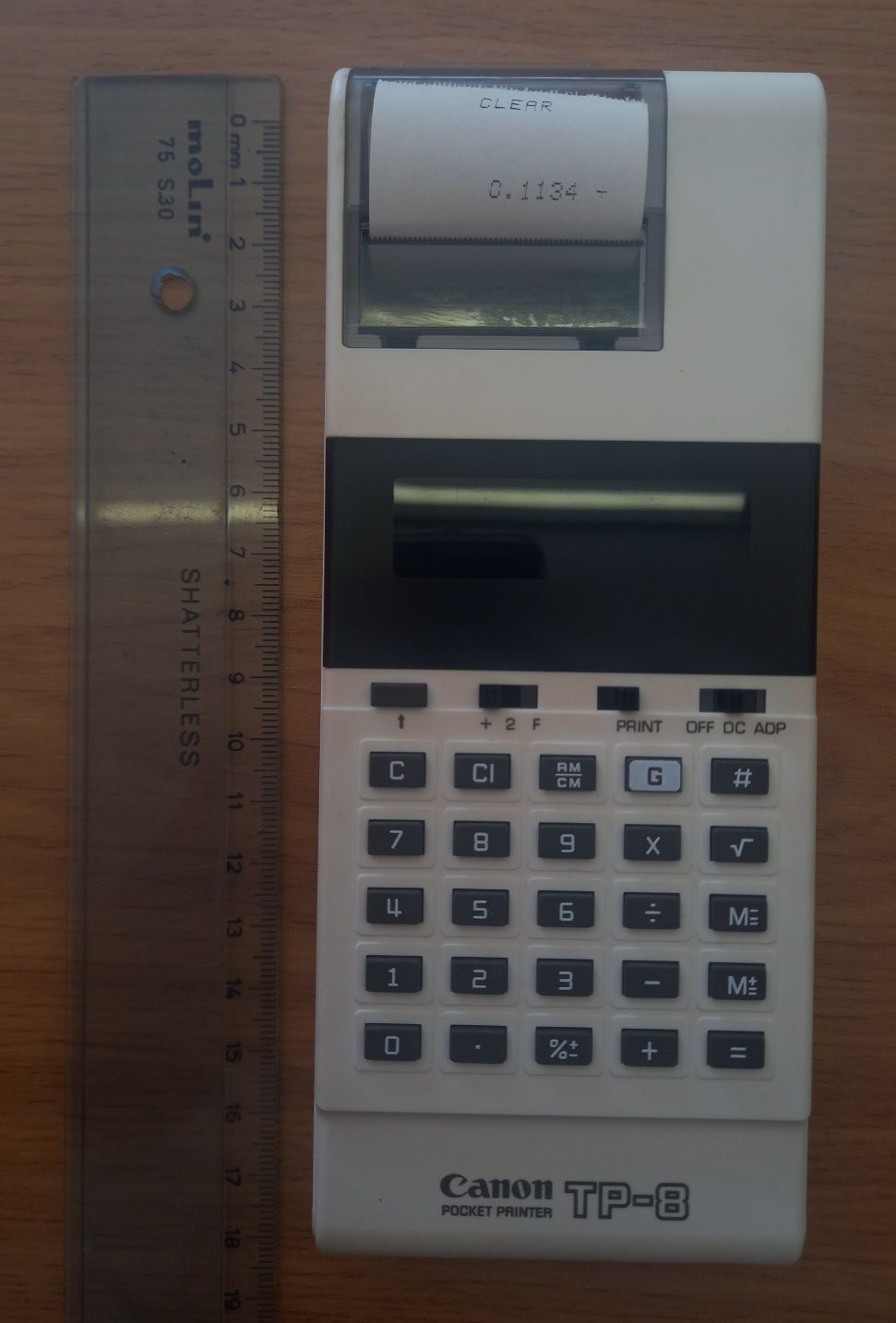 Calculadora de bolso - vintage Canon TP-8 Pocket printer.