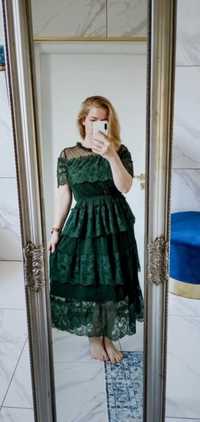 Zielona koronkowa sukienka Reserved